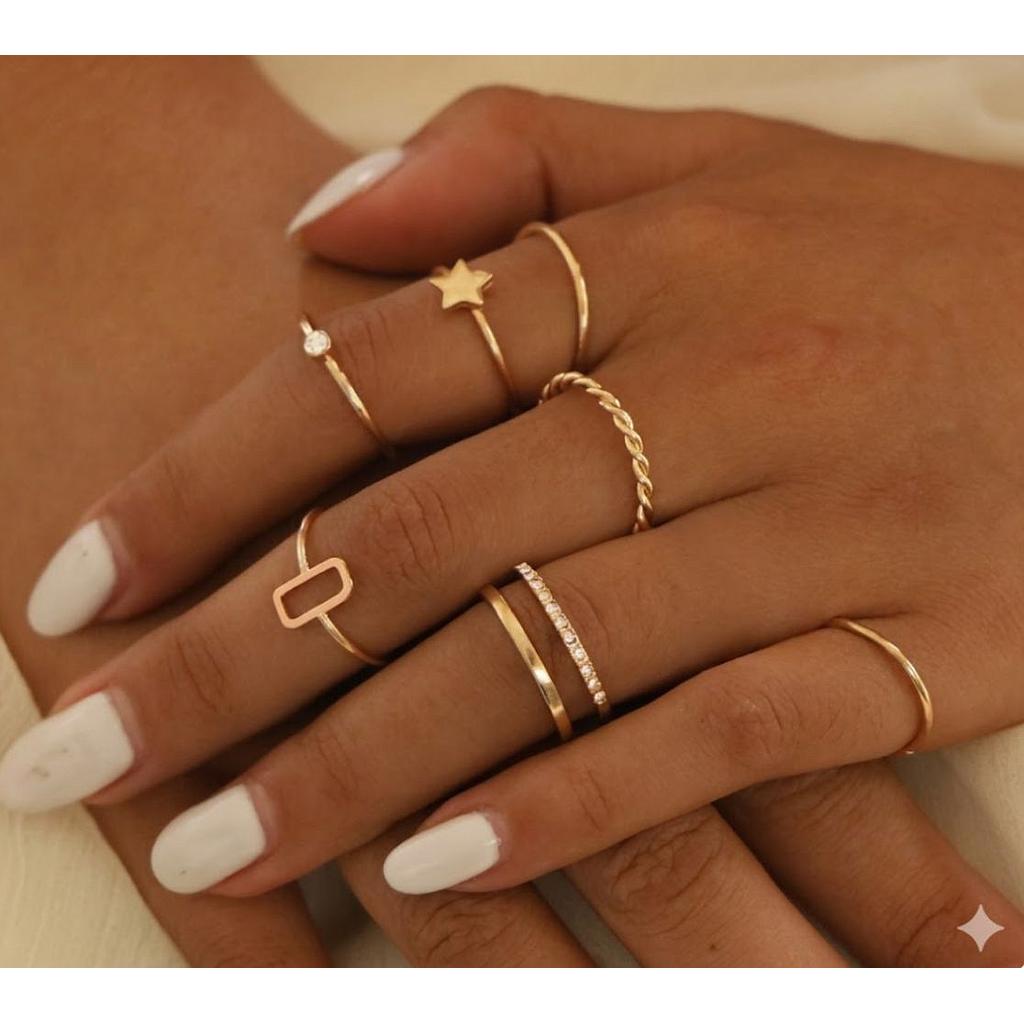 Set de anillos de corazón y estrella