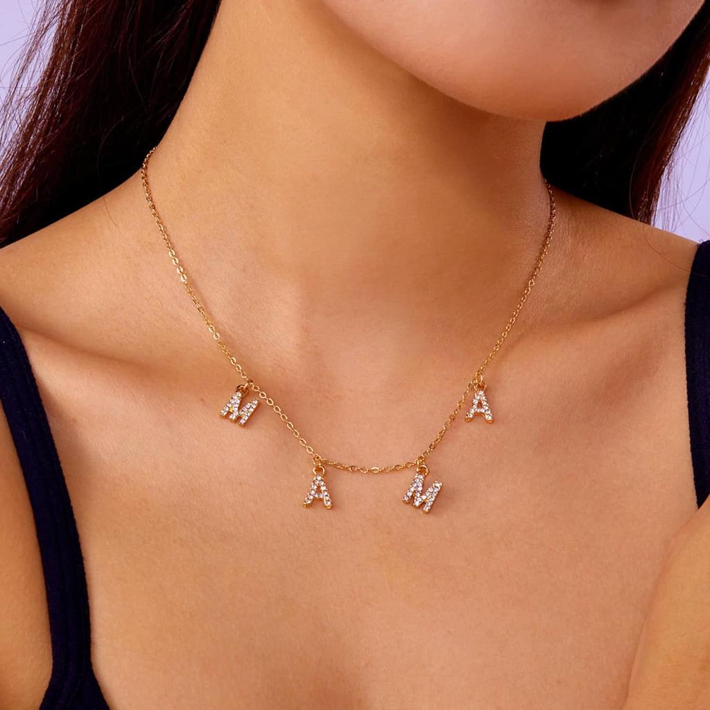 Gargantilla de letras con circonias mamá