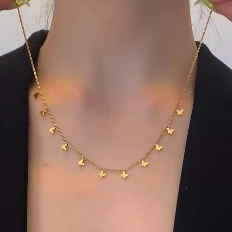 Collar de mariposas baño de oro