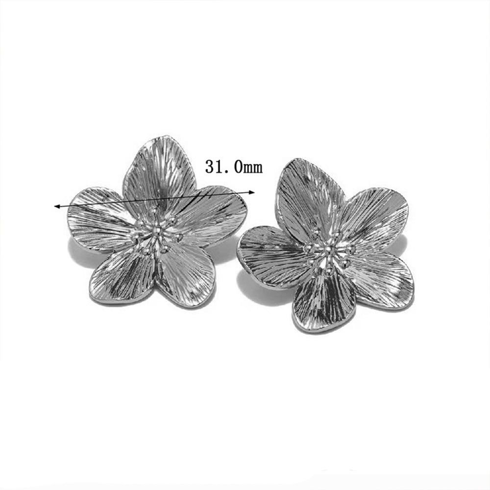 Aretes de flor baño de oro plateado
