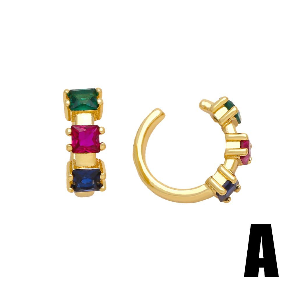 Hoops ear cuff de diamantes de colores