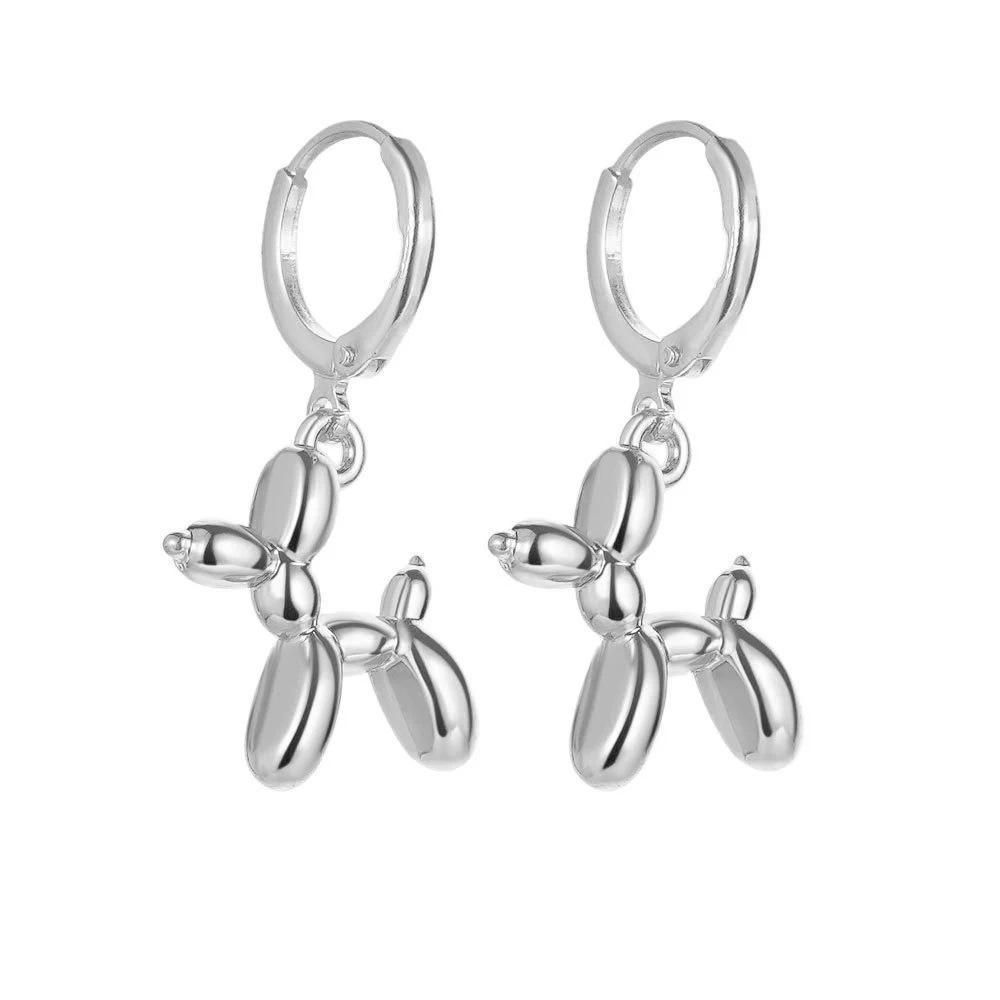 Aretes de perrito plateados