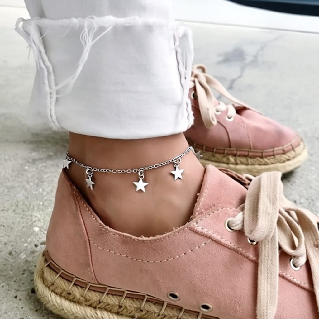 Tobillera de estrellas plateada