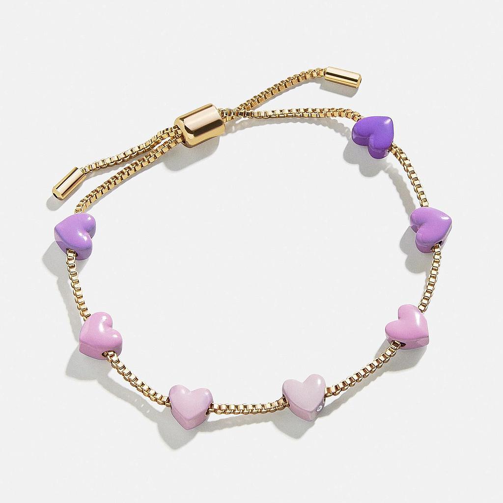 Pulsera para niña de corazones lila