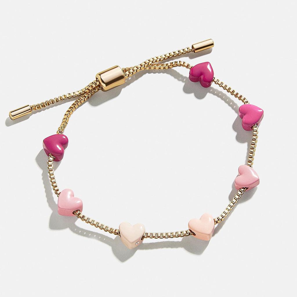 Pulsera para niña de corazones rosa